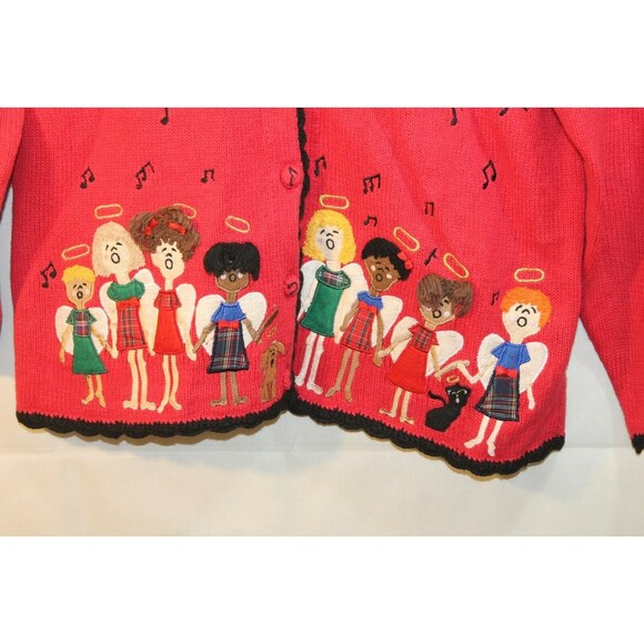 Investments Red Cardigan Musical Children Of The World Sweater Womens Size M - Picture 4 of 6